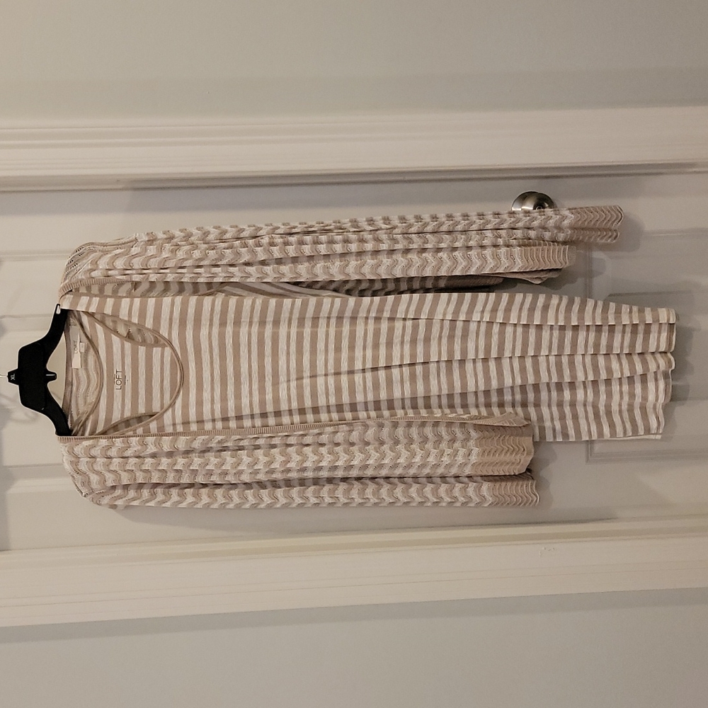 Loft tank dress with contrasting strip down side and lightweight cardigan.large